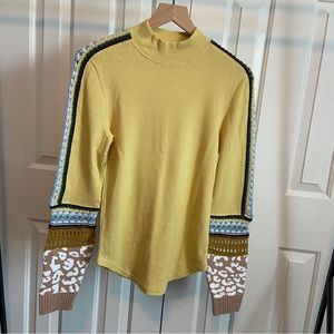 Free People mock-neck thermal with crochet sleeve detailing